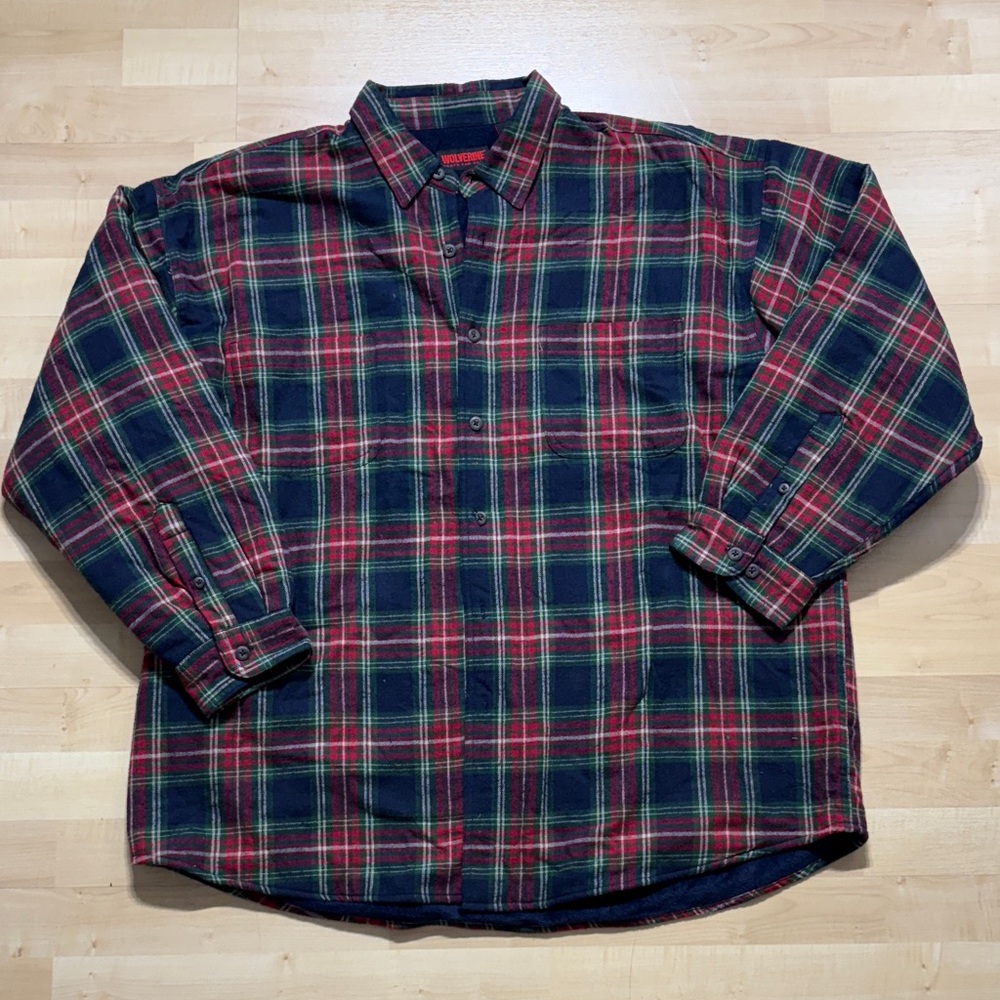 Wolverine Navy and Red Plaid Casual Shirt
